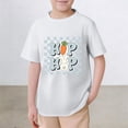 thumbnail image 2 of FINALGANG Boys Girls Kids Easter TShirt Hip Hop Carrot Bunny Checkerboard Print Short Sleeve Crewneck Loose Fit Tees For Holiday Daily Wear White 8-9 Years, 2 of 4