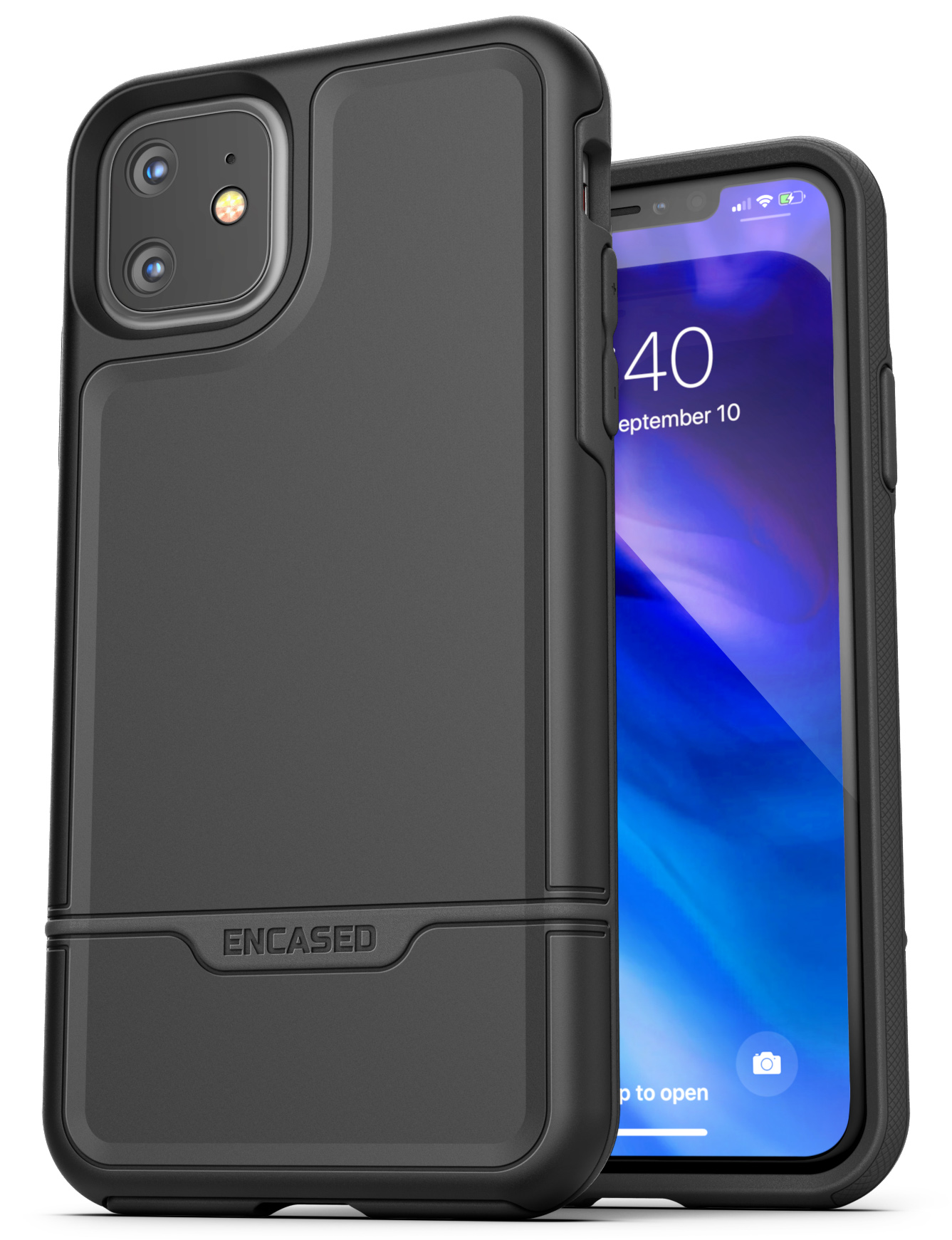 Encased Apple iPhone 11 Belt Clip Holster Case (2019 Rebel Armor) Heavy Duty Rugged Full Body Protective Cover with Holder (Black)