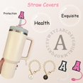 thumbnail image 2 of (2+2) 2 fundas de pajita para taza Stanley de 30 y 40 onzas, 10 mm, con 2 accesorios para taza Stanley, dijes de letras con nombre, identificación, letra inicial, mango personalizado para vaso Stanley, 2 of 5