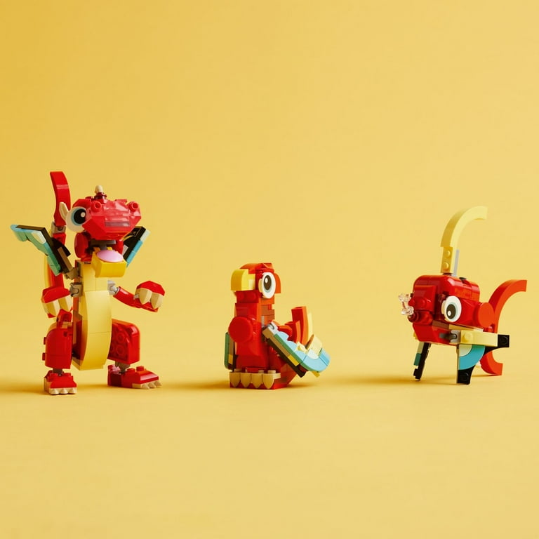 LEGO Creator 3 in 1 Red Dragon Toy Transforms from Dragon Toy to Fish Toy to Phoenix Toy Gift Idea for Boys and Girls Ages 6 and Up Animal Toy Set for