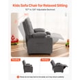 thumbnail image 2 of VEVOR Kids Recliner Chair, Toddler Lounger with Cup Holders & Pockets, 107° to 126° Adjustable Back, Breathable Polyester Upholstery Reclining Sofa with Foot-rest, for Boys and Girls, Children (Gray), 2 of 9