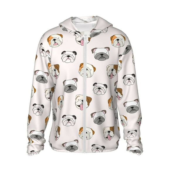 Vsdgher Sweat à Capuche Imprimé Visage de Bouledogue pour Hommes Femmes, Manches Longues Protection Solaire Pêche pour Course Natation-TTG