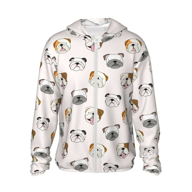 Vsdgher Sweat à Capuche Imprimé Visage de Bouledogue pour Hommes Femmes, Manches Longues Protection Solaire Pêche pour Course Natation-TG