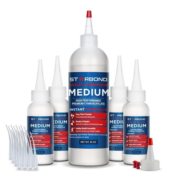 Premium Grade Cyanoacrylate (CA) Super Glue by Starbond - 16 oz. Complete Refill KIT (453g) - with Extra Bottles, Caps, and Microtips - for Woodturning, Pen Turning,