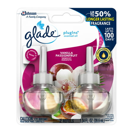 Glade PlugIns Refill 2 CT, Vanilla Passion Fruit, 1.34 FL. OZ. Total, Scented Oil Air