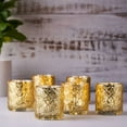 thumbnail image 6 of Efavormart 6 Pack Antique Gold Mercury Glass Candle Holders, Votive Tealight Holders With Geometric Design for Wedding, Parties, Centerpieces Decorations, 6 of 11