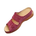 thumbnail image 2 of Slides for Women Summer Women's Slide Sandals Slippers Plus Size Carving Wedge Heel, Red-41, 2 of 6