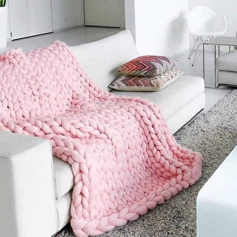 Luxury Chunky Knit Throw Blanket (39" * 47")Cable Knitted Soft Cozy