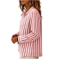 thumbnail image 6 of Alkepwun Long Sleeve Shirts for Women Oversized Button Down Collared Blouses with Pocket Casual Loose Striped Collared Office Tops Beach Vacation Outfit, 6 of 8
