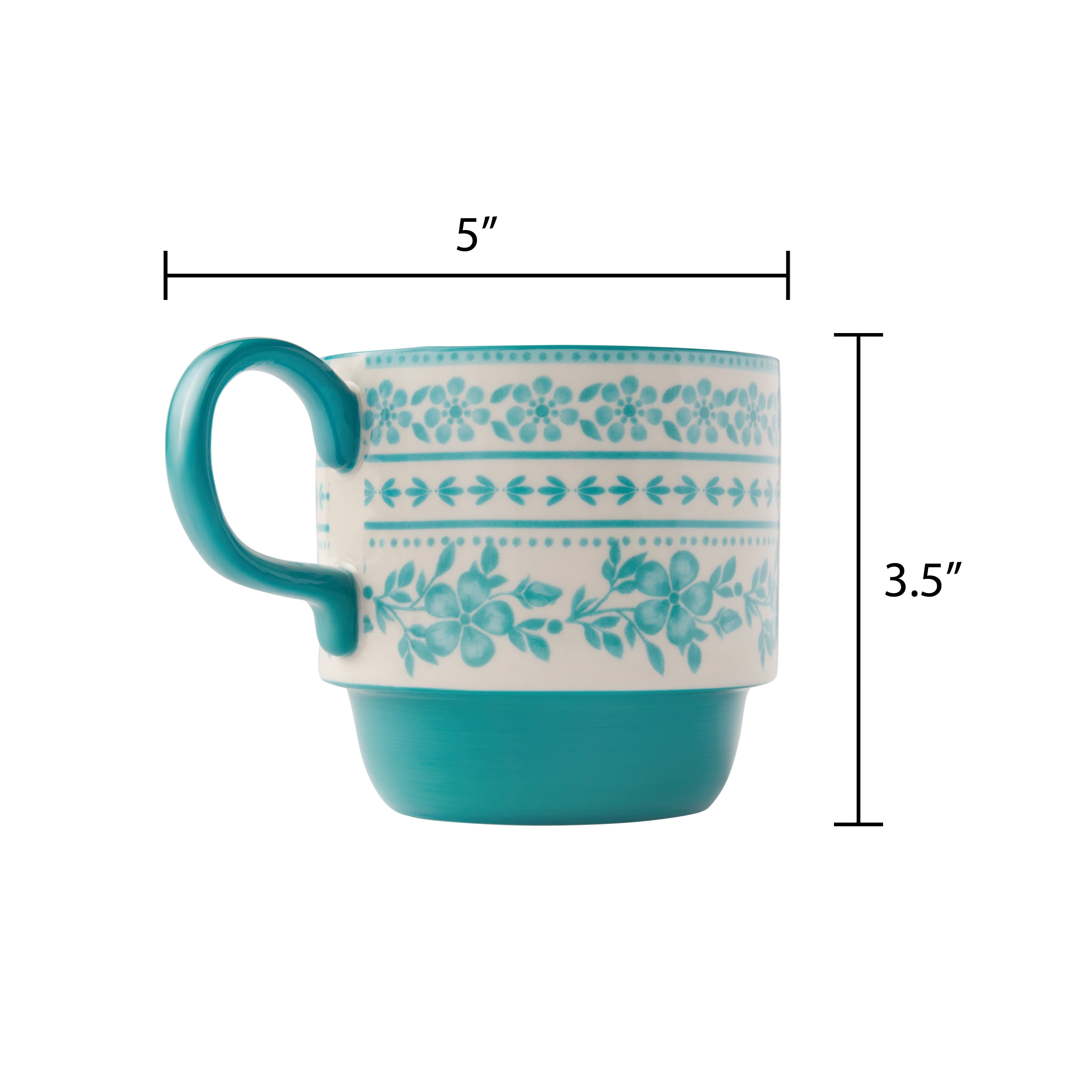 The Pioneer Woman Ditsy Stacking 12.47 oz Stoneware Mugs
