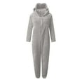 thumbnail image 4 of Cethrio Girls Winter Pajama Sets, One-piece Zipper Fleece Long Sleeve Sleepwear for Girl Gray Size 9-10 T, 4 of 6