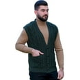 thumbnail image 3 of SAOL Men's 100% Merino Wool Sweater Vest Aran Irish V-Neck Cable Knit Sleeveless Cardigan with Buttons and Pockets, 3 of 8