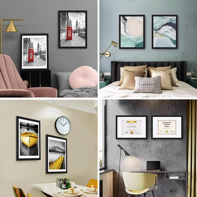 Hongkee 12x16 Picture Frame Set Of 2, Natural Oak Wood Style - Display 12 X 16 Poster Without Mat Or 11x14 Picture With Mat, Wall Mounting Horizontal And Vertical 7 thumbnail image