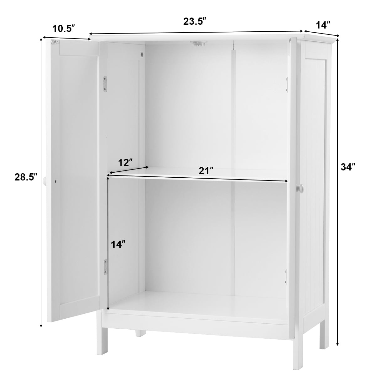 Topbuy Bathroom Storage Cabinet with Double Doors Wooden Cupboard Shoe Cabinet White