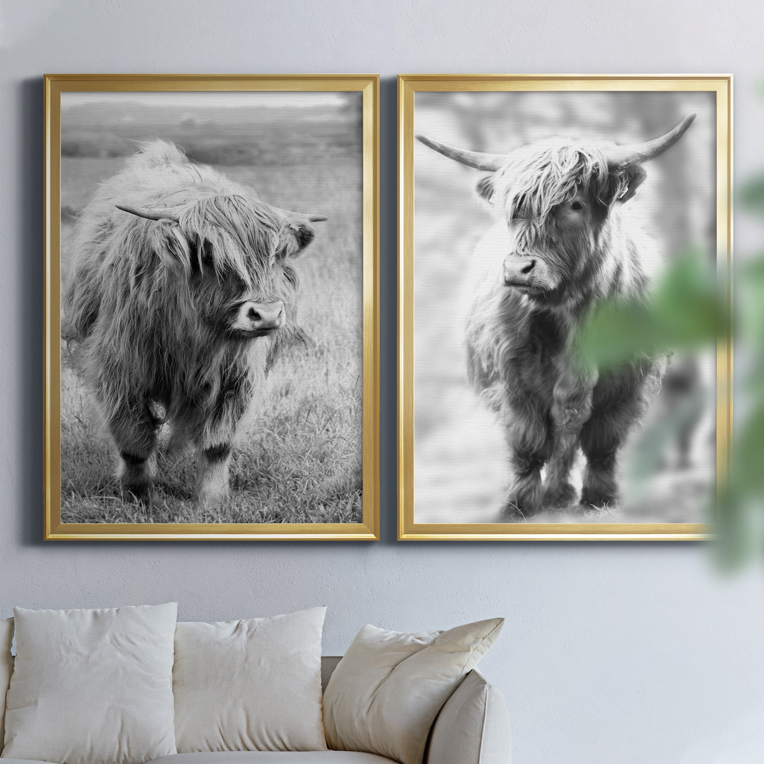 2 Piece Set Gretna Green Highland Premium Framed Canvas - Ready to Hang - 26.5 x 36.5 Each - Gold Frame
