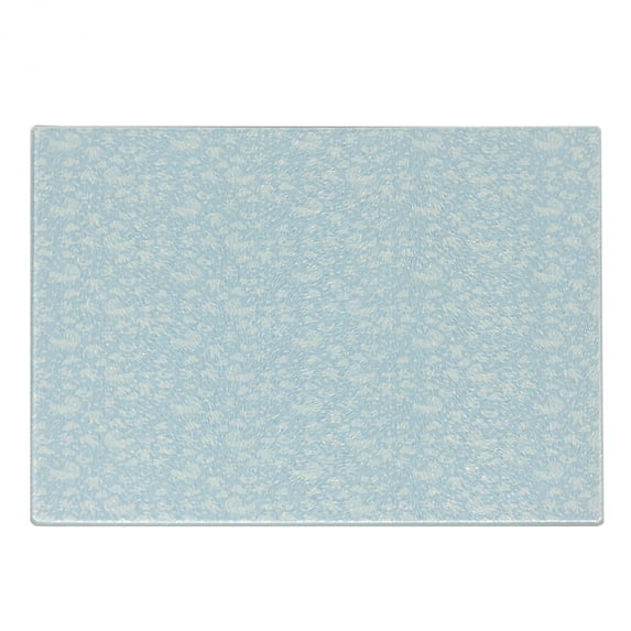 Cartoon Cutting Board, Love and Hearts Background with Teddy Bears Clothes Themed Design Print, Decorative Tempered Glass Cutting and Serving Board, Small Size, Pale Blue and White, by Ambesonne
