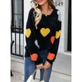 thumbnail image 6 of Women’s Fuzzy Knit Sweater Long Sleeve Round Neck Heart Print Warm Valentine's Day Pullover Sweater for Fall Winter, 6 of 9