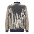 thumbnail image 4 of Tiqkatyck Trench Coat Women's Fashion Sports Style Long Sleeve Sequins Baseball Jersey Tassel Lapel Zipper Loose Jacket Plus Size Tops Clearance Long Sleeve Tops XL, 4 of 8