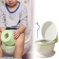 thumbnail image 1 of Orinal para bebé, inodoro realista, botón de descarga realista, antideslizante, silla para ir al baño para niños, asiento de transición para ir al bañ Asiento de PU verde, 1 of 9
