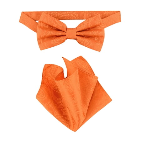 - Vesuvio Napoli BowTie Burnt Orange Color Paisley Mens Bow Tie & Handkerchief