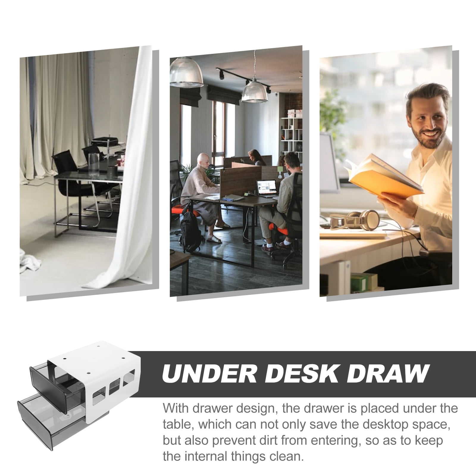 OUNONA  Under Desk Storage Drawer Office Hidden Desk Drawer Under Desk Storage Organizer