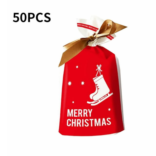 Envoltura de cordón de Navidad Bolsas de plástico para dulces Bolsa de galletas Bolsa de regalo de comida para patines de hielo de fiesta de Navidad Speravity HA000377-07