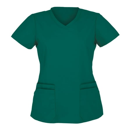 

CHMORA V-Neck Scrubs for Women Workwear Revolution Soft Stretch Easy Care（Cyan，M）