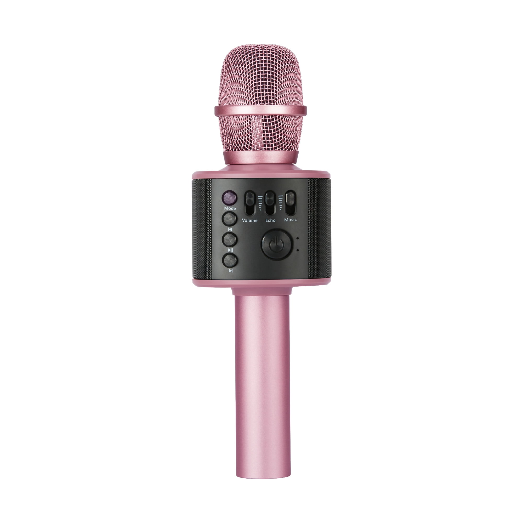 Core Innovations Wireless Bluetooth Karaoke Microphone with Built-in Speakers + HD Recording | Rose Gold
