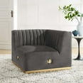 thumbnail image 2 of Modular Sofa Corner Chair, Grey Gray Gold, Velvet, French Living Lounge Cafe Lobby Hospitality Restaurant, Modern Contemporary Boutique HB33784, 2 of 6