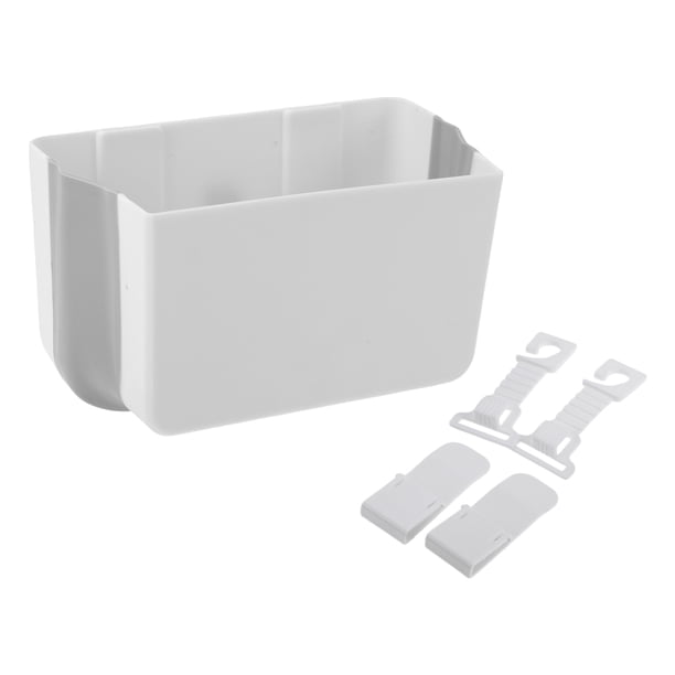 Bote de basura para automóvil Unique Bargains con gancho, plegable y portátil, 1 Pc blanco para asientos delanteros y traseros
