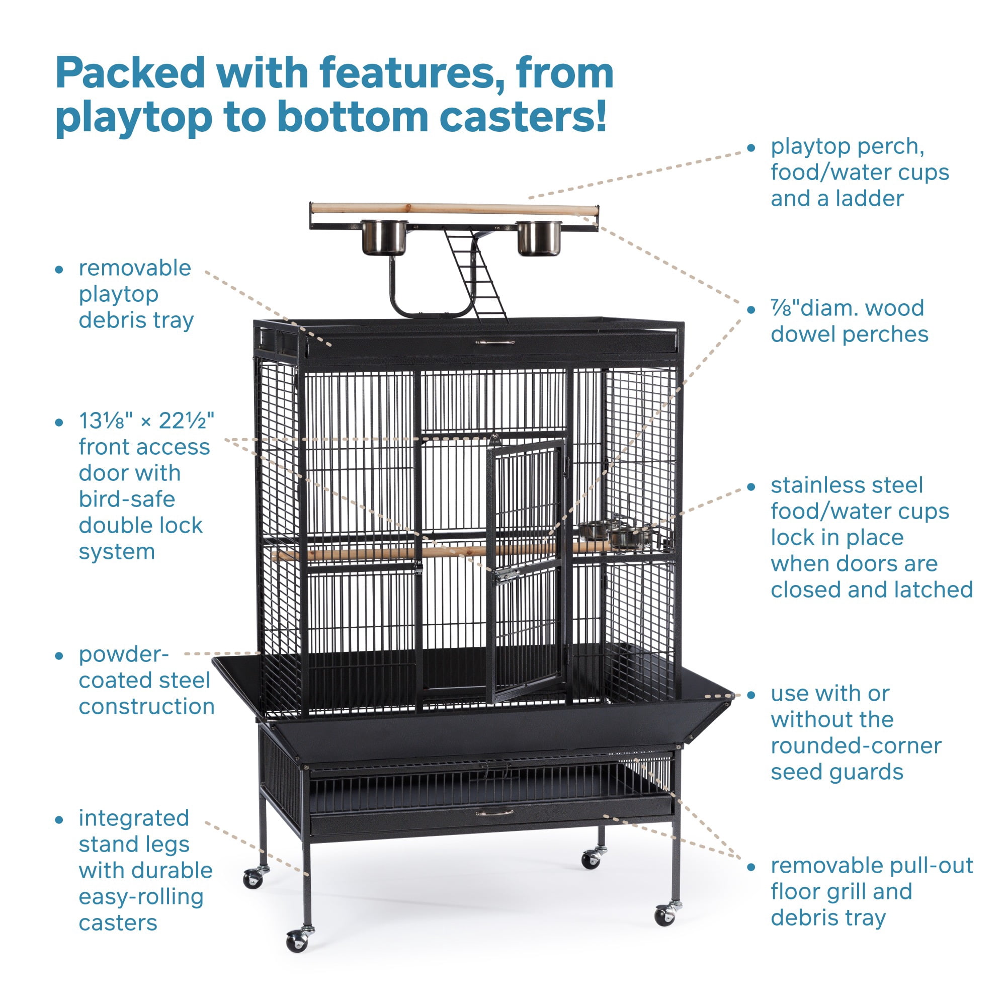 Prevue Pet Products Signature Select Series Wrought Iron Bird Cage Black Hammertone