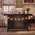 thumbnail image 1 of Black Counter Height Table & Bar Table with Wine Storage,Modern Top Kitchen Island Table with Footrest and 2-Tier Wine Rack for Dining Room, Kitchen & Home Bar, 1 of 16