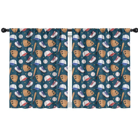 Blackout Kids Curtains,Baseball Gear Pattern Childrens Insulated Curtains Set Of 2,Bedroom Essentials,Toddler Room Decor 42"x54"