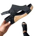 thumbnail image 3 of Women's Sandals Comfortable Summer Casual Open Toe Wedges Beach Shoes Featuring Hook Loop Closure for Fit, 3 of 8