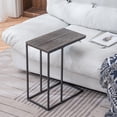 thumbnail image 7 of Resenkos C-Shaped End Snack Side Table Slide Under Couch with MDF Top for Sofa Coffee Laptop, Dark Gray, 7 of 7