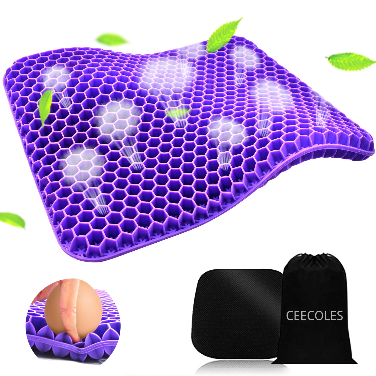 Gel Seat Cushion, Double Gel Seat Cushion with NonSlip Cover for Long