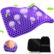 Purple Gel Seat Cushion, Double Purple Gel Seat Cushion with Non-Slip Cover for Long Sitting, Cold Gel Seat Cushion for Office Chair Car Wheelchair Accessories, Help with Sciatica & Relief Back Pain