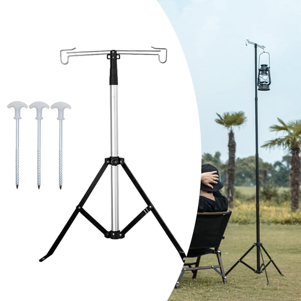 Poste de linterna de camping Soporte de luz de poste de camping plegable de aleación de aluminio portátil Plata Sharpla Soporte de poste de linterna
