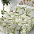 thumbnail image 3 of Tropical Sheet Set, Repetitive Exotic Palm Leaves Pattern Grungy Watercolor Illustration, Fitted & Flat Sheet with Pillowcase Bedding Accent 4 Pcs Set, Full, Yellow Green Pale Grey, by Ambesonne, 3 of 5