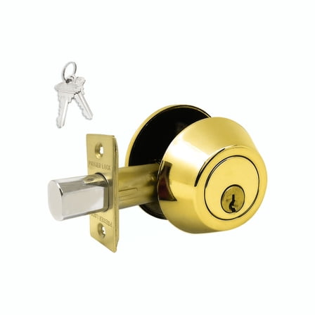 Brass Finish Grade 3 Deadbolt Door Lock With 2 SC1 Keys - Boxed Keyed Alike