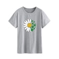 thumbnail image 4 of Xuanfei Women Daisy Floral Clover Printing Round Neck Short Sleeve T-Shirt, 4 of 7