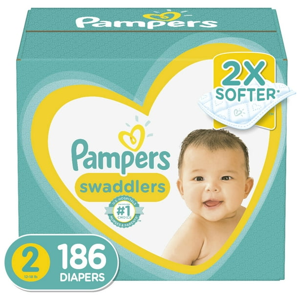 Pampers Swaddlers Diapers, Soft Absorbent, Size 2, 186 Ct - Walmart.com