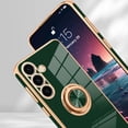 thumbnail image 2 of for Samsung Galaxy S24 Plus Case with 360° Rotation Magnetic Ring Kickstand Holder,Shiny Plating Gold Edge Soft Slim Shockproof +Screen Protector Protective Cover for Women Girls(Green), 2 of 14