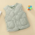 thumbnail image 4 of IVEYRTF Childrens Sleeveless Vests Warm Zipper or Button Pockets Casual Layering Piece Fall Winter Kids Outerwear Tops Unisex Toddler Youth Everyday Wear(Green#1,2-3 Years), 4 of 6