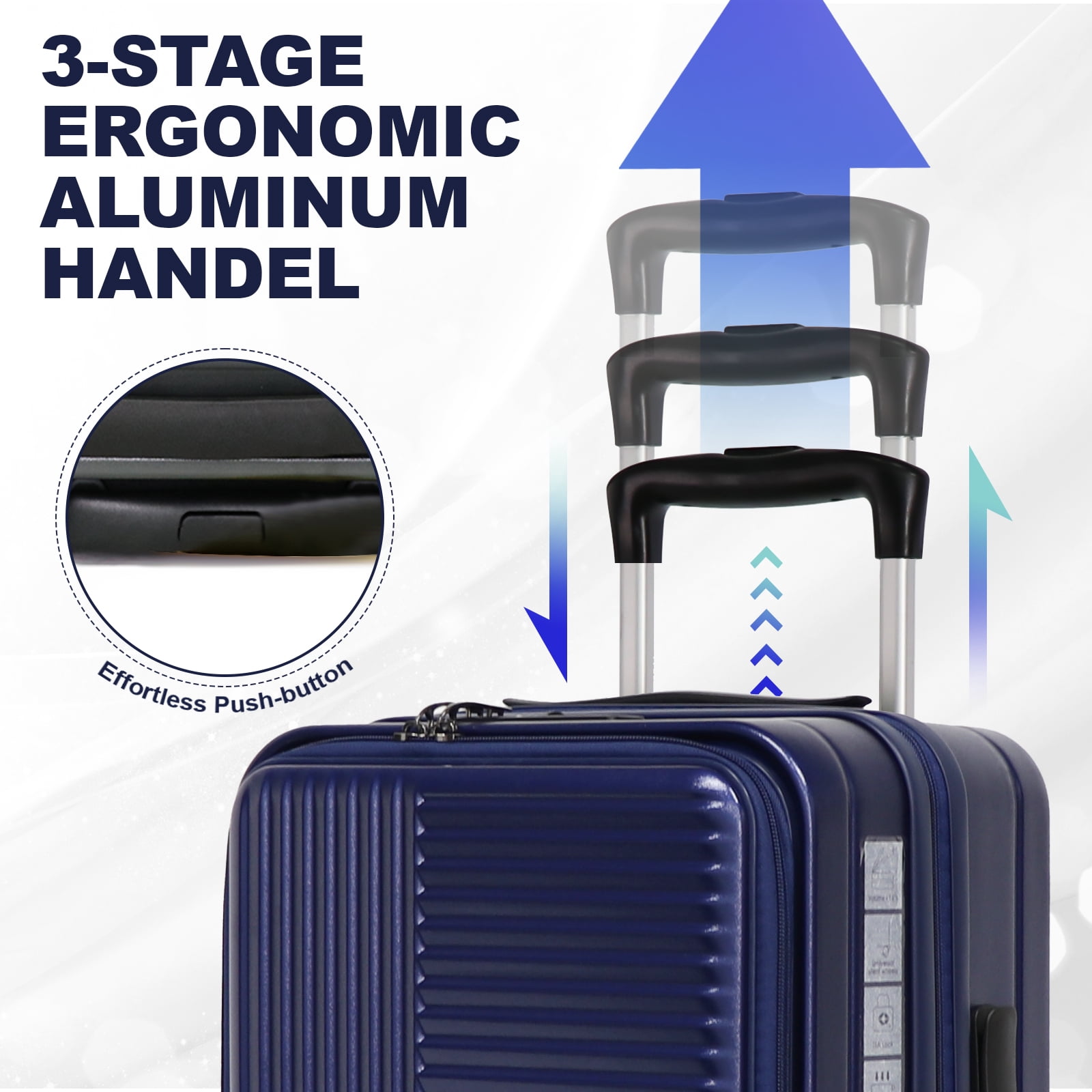 imerelez Hard Shell Suitcases With Wheels,Carry On Luggage Airline Approved With Aluminum Frame, Travel Suitcase 3 Packs