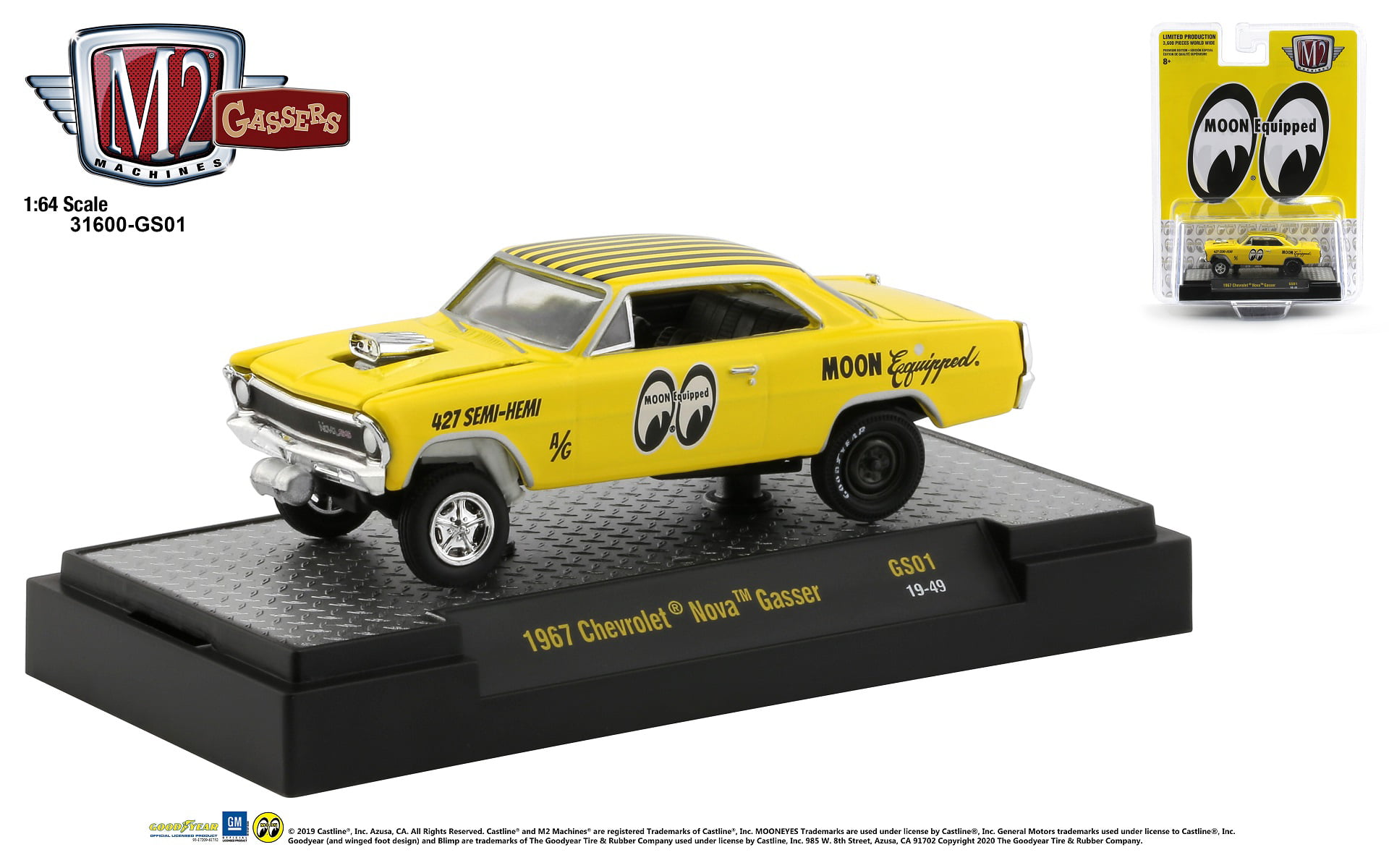 M2 Machines by M2 Collectible Gassers 1967 Chevy Nova Gasser 1:64 Scale R51 20-05 Cream Details Like NO Other 1 of 6880