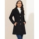 thumbnail image 2 of Abrigos largos de invierno con solapa con muesca y un solo pecho para mujer Negro XS, 2 of 6