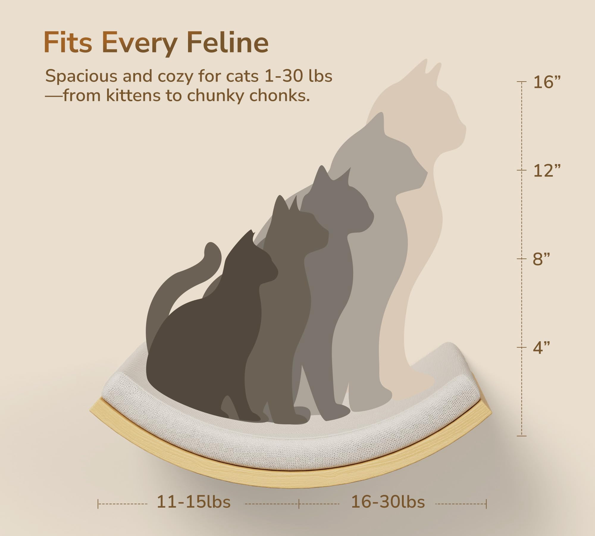 Foam/Felt-Wood 1 Curved Bed Cat Wall Mounted Perch Shelf