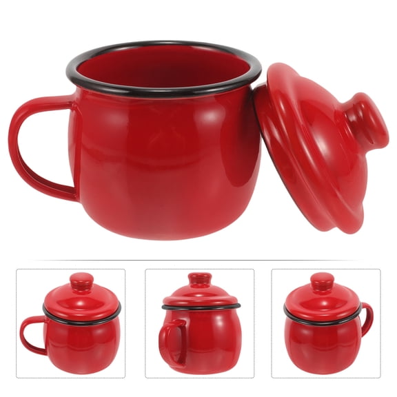 SWETRACE Enamelled Cup Red Enamel Ergonomic Handle Office Use 1Pack