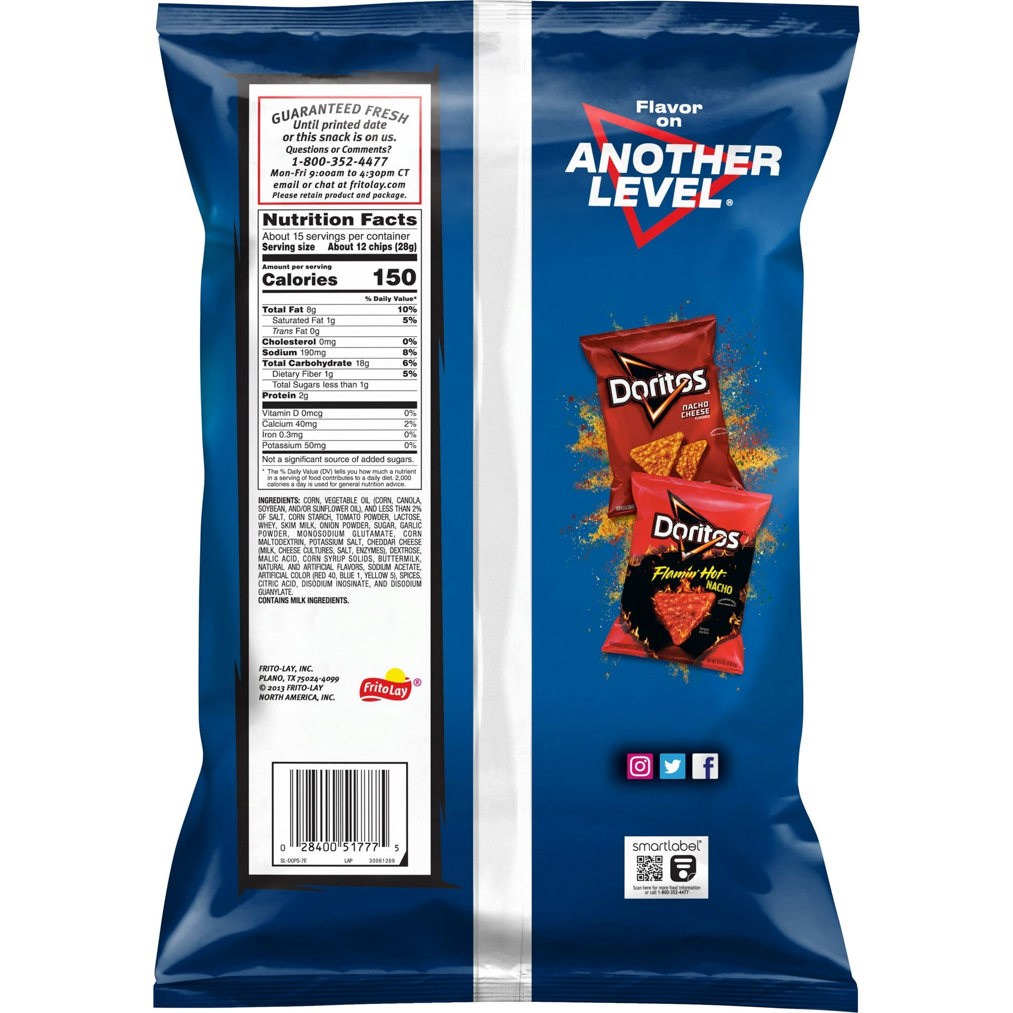 Doritos Cool Ranch Flavored Tortilla Chips, Party Size, 14.05 oz Bag(pack of 4)